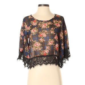 🦉SALE 3/$33 or 5/$50 black sheer floral top